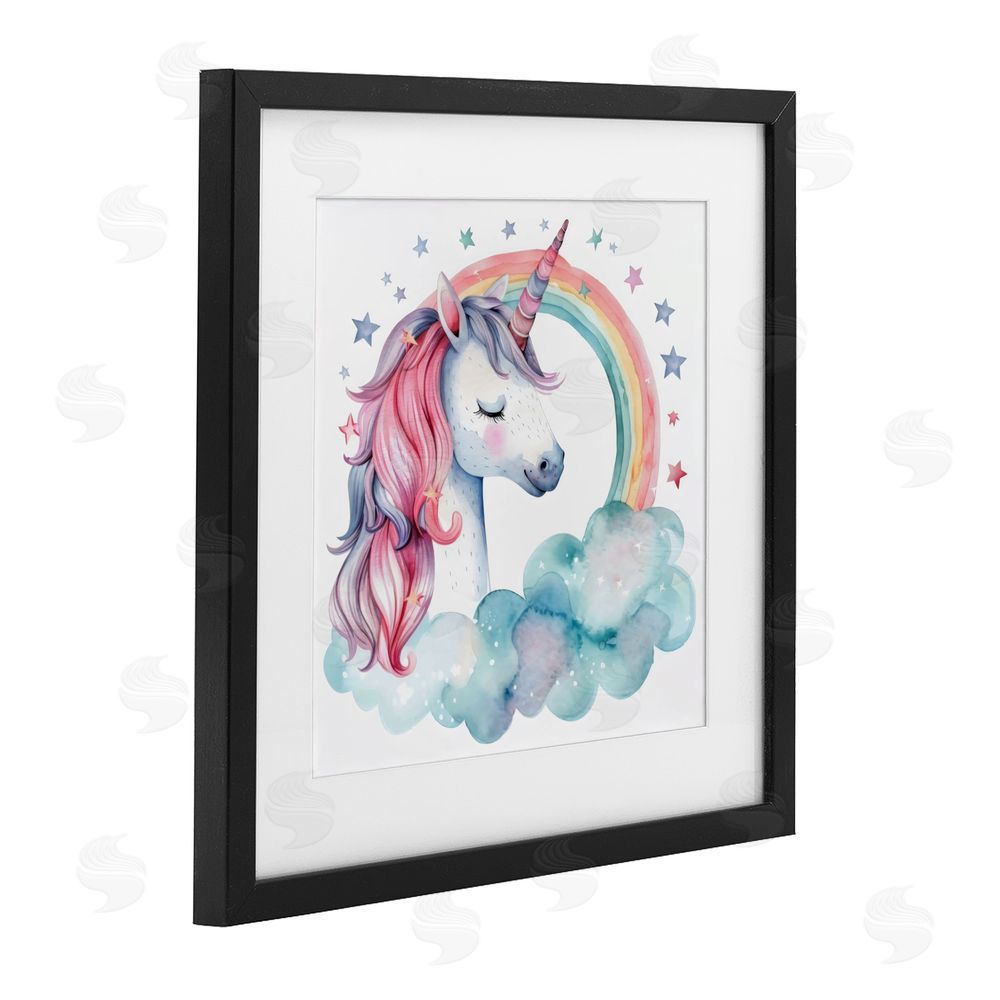 Creative Studio Starry Rainbow Unicorn Black Framed Print Under Glass Wall Art