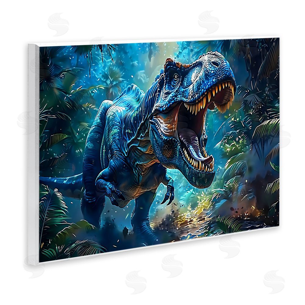Creative Studio Blue Toned Dinosaur Roar Wall Plaque Art Print