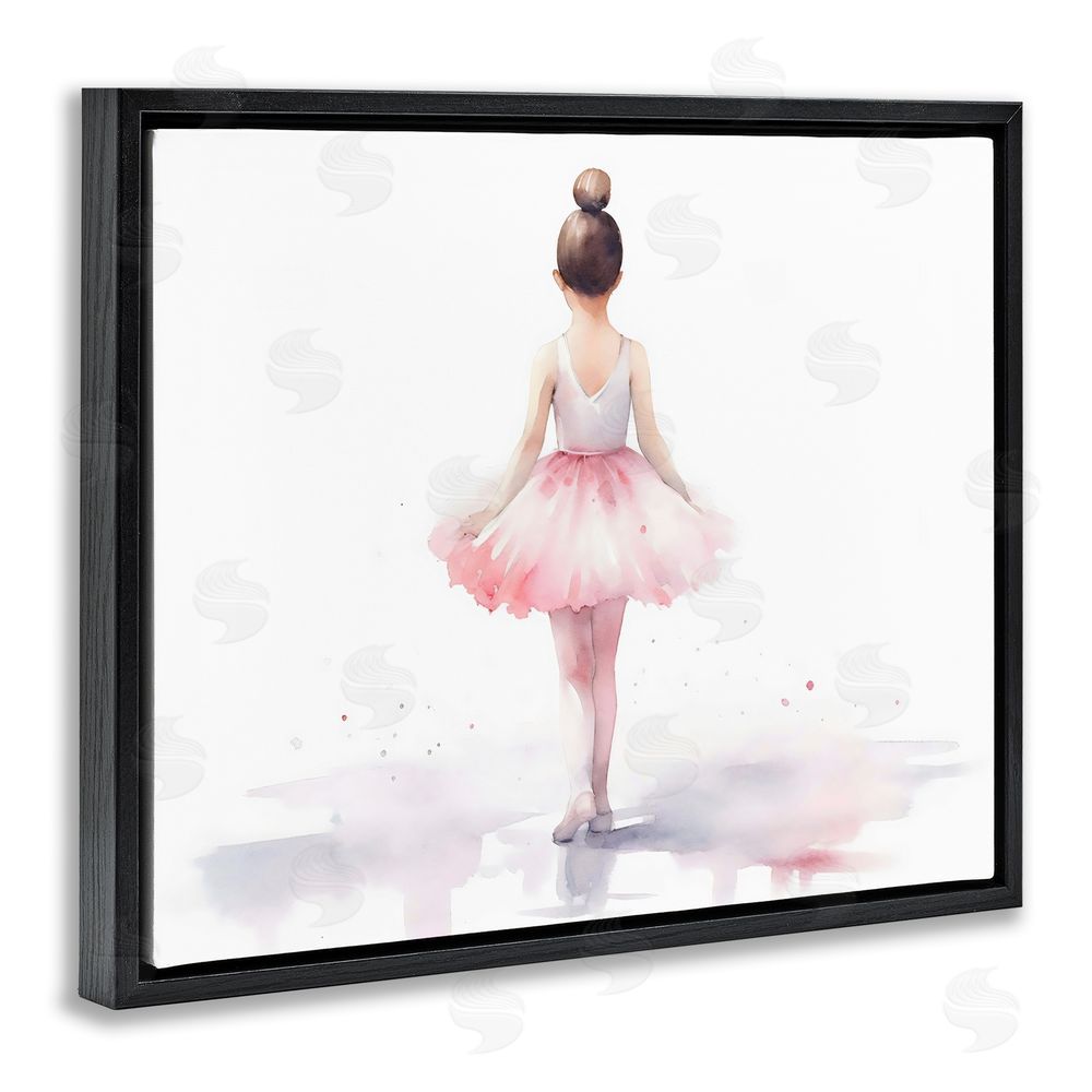 Creative Studio Ballerina Facing Away Black Floating Frame Canvas Wall Art Print