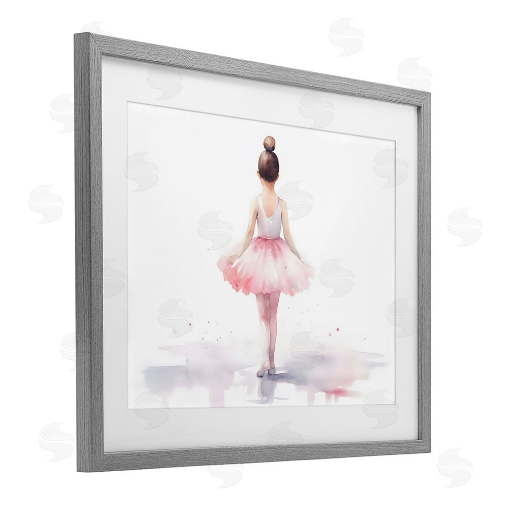 Creative Studio Ballerina Facing Away Gray Framed Print Under Glass Wall Art