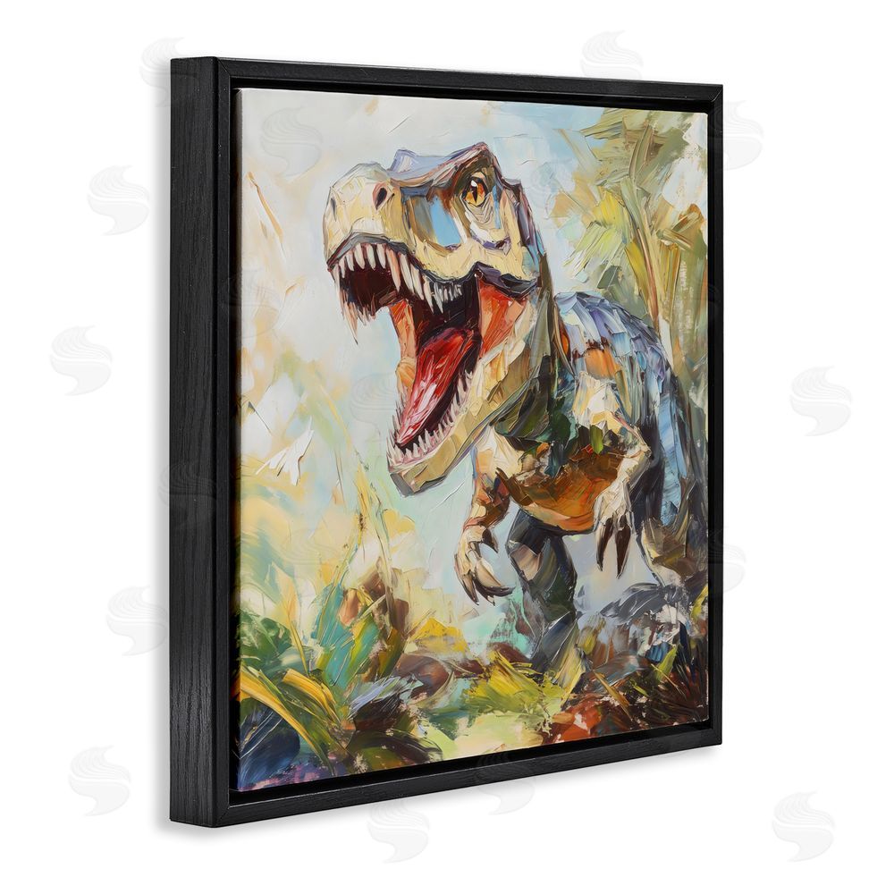 Creative Studio Enchanting T-Rex Roar Black Floating Frame Canvas Wall Art