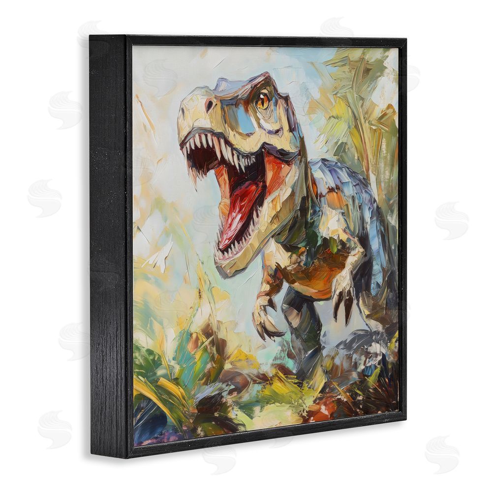 Creative Studio Enchanting T-Rex Roar Blacked Framed Giclee Wall Art Print