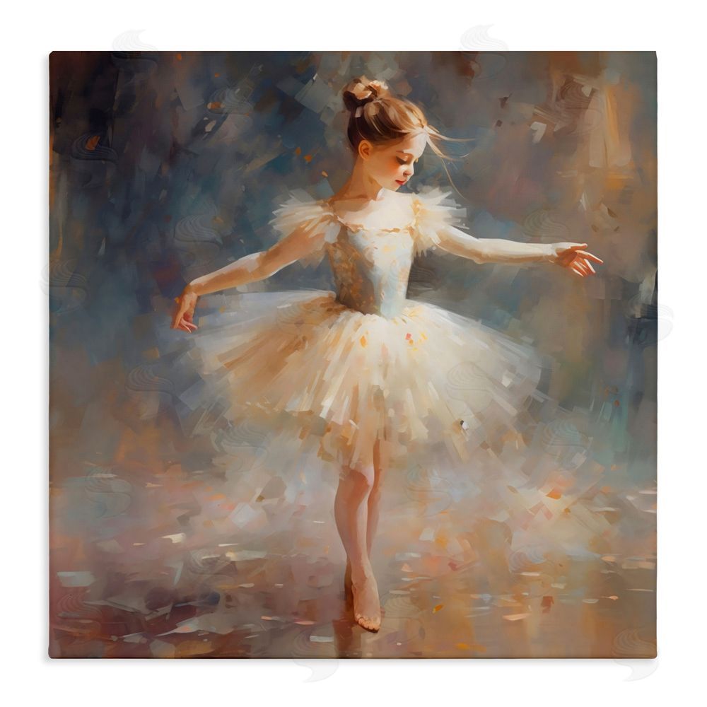 Creative Studio Ballerina In White Tutu Stretched Canvas Wall Art Print