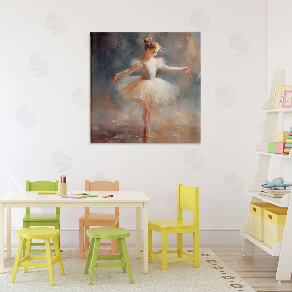 Creative Studio Ballerina In White Tutu Stretched Canvas Wall Art in Room