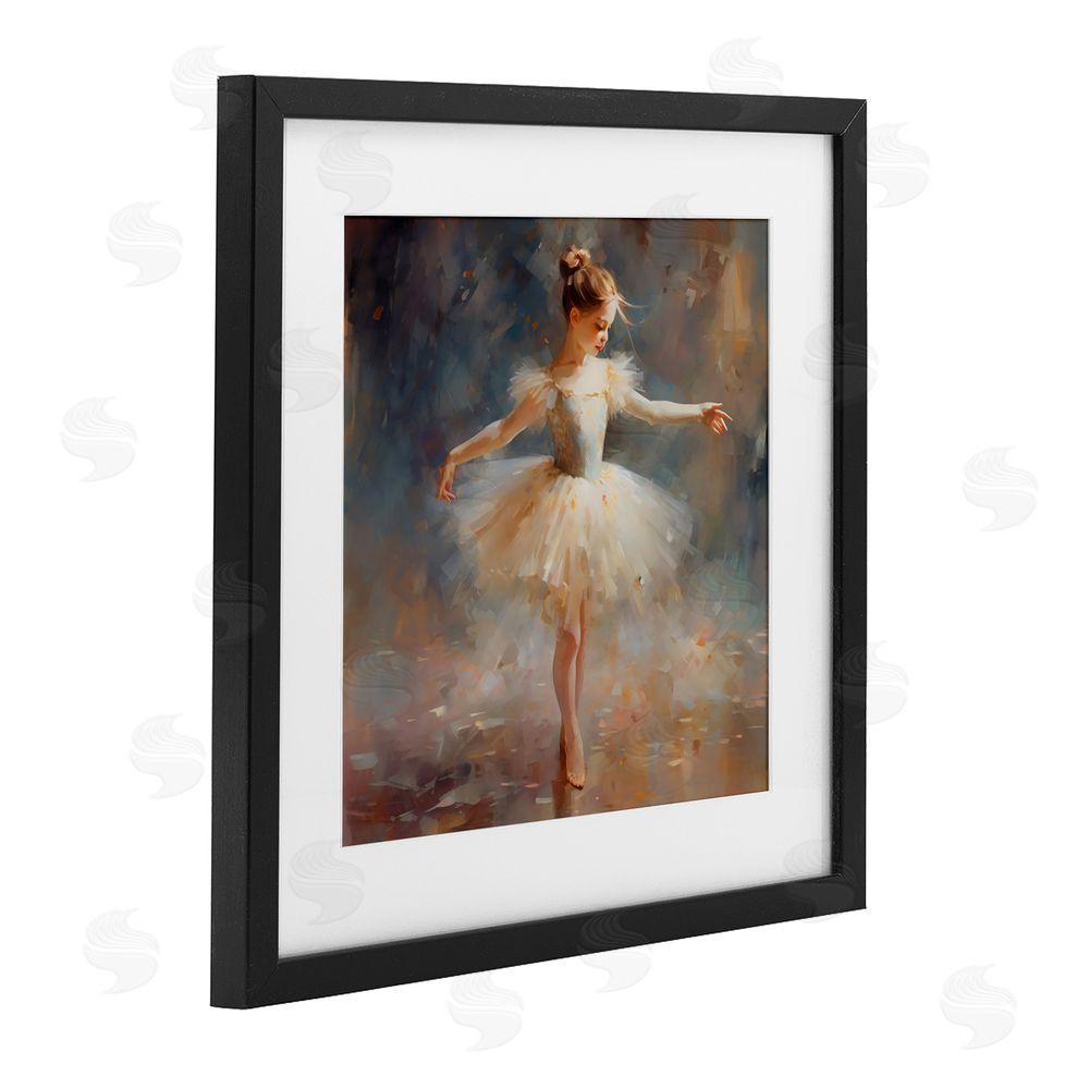 Creative Studio Ballerina In White Tutu Black Framed Print Under Glass Wall Art
