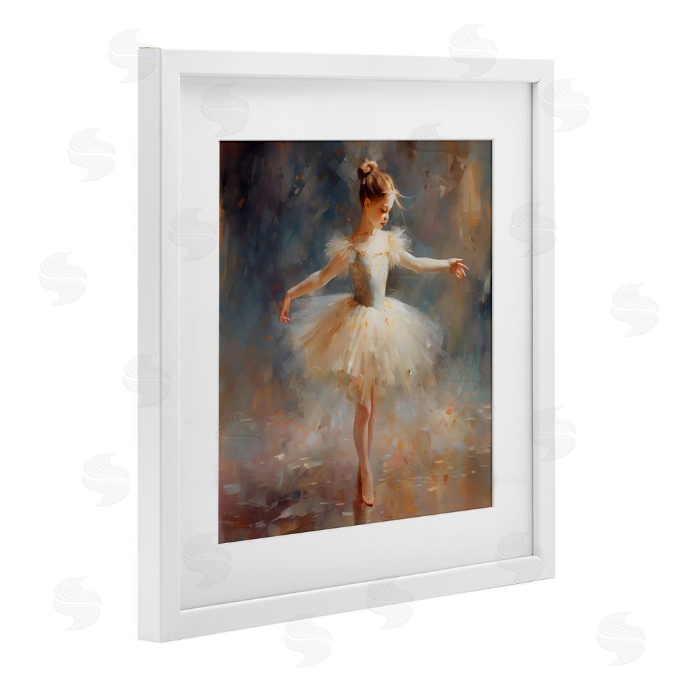 Creative Studio Ballerina In White Tutu White Framed Print Under Glass Wall Art