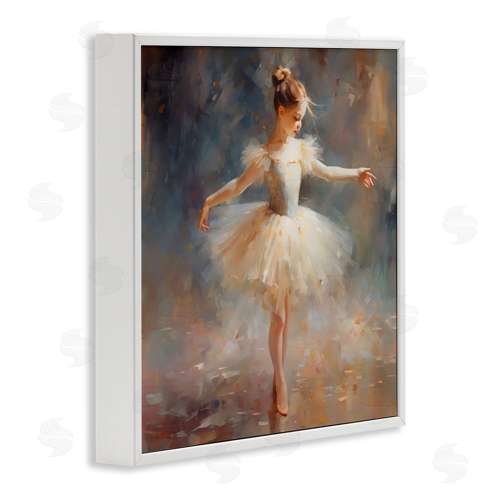 Creative Studio Ballerina In White Tutu White Framed Giclee Wall Art Print