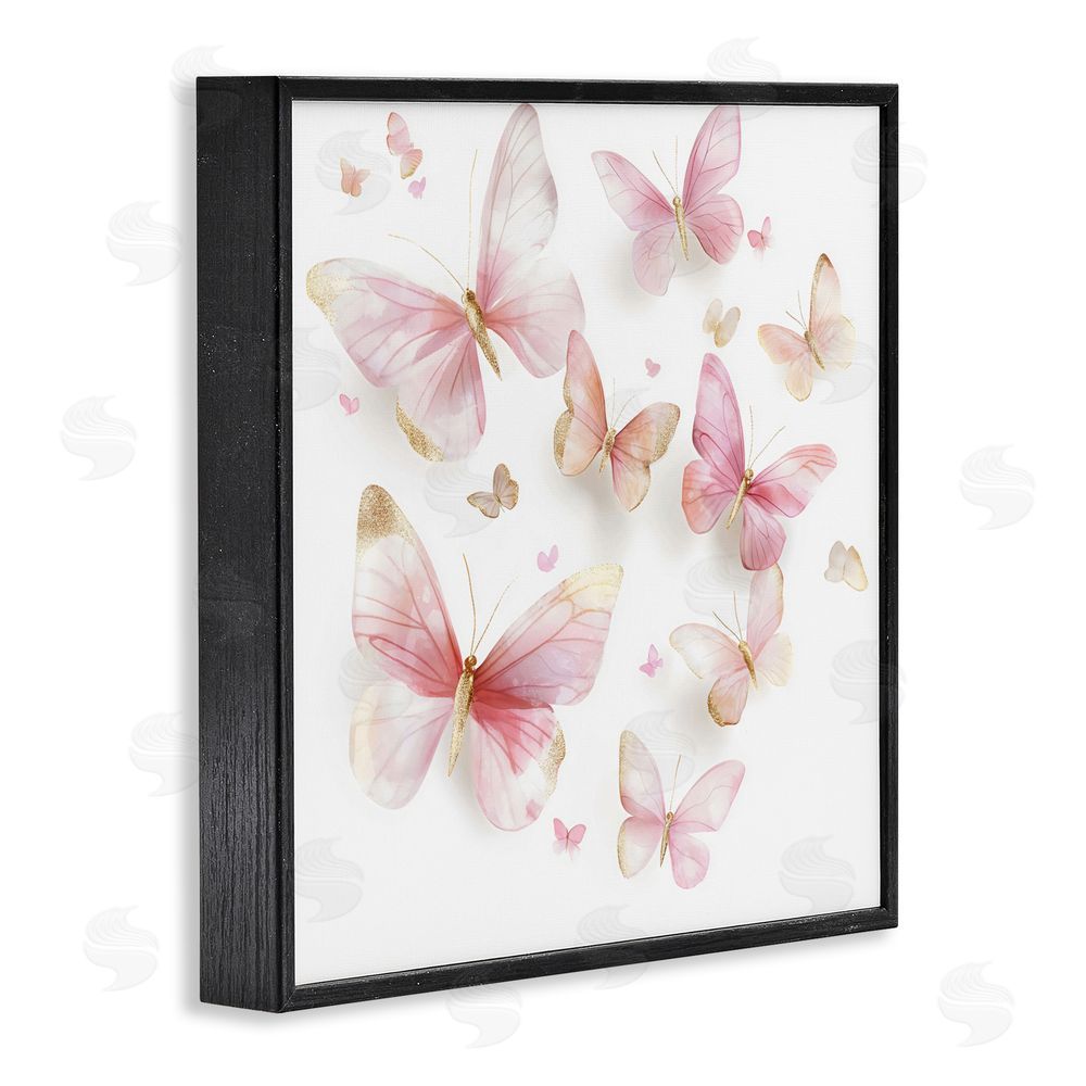 Creative Studio Pink & Gold Butterfly Rabble Black Framed Giclee Wall Art Print