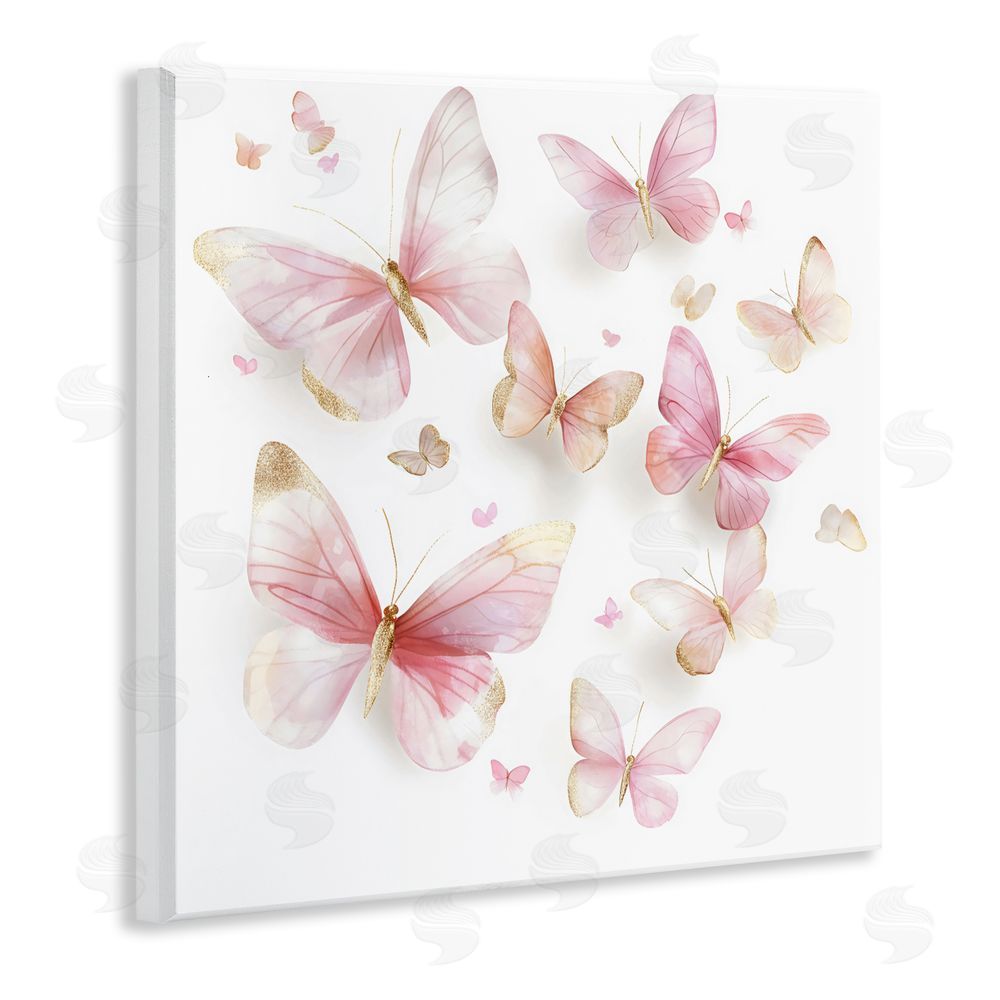 Creative Studio Pink & Gold Butterfly Rabble Wall Plaque Art Print