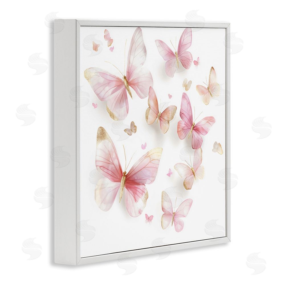 Creative Studio Pink & Gold Butterfly Rabble White Framed Giclee Wall Art Print