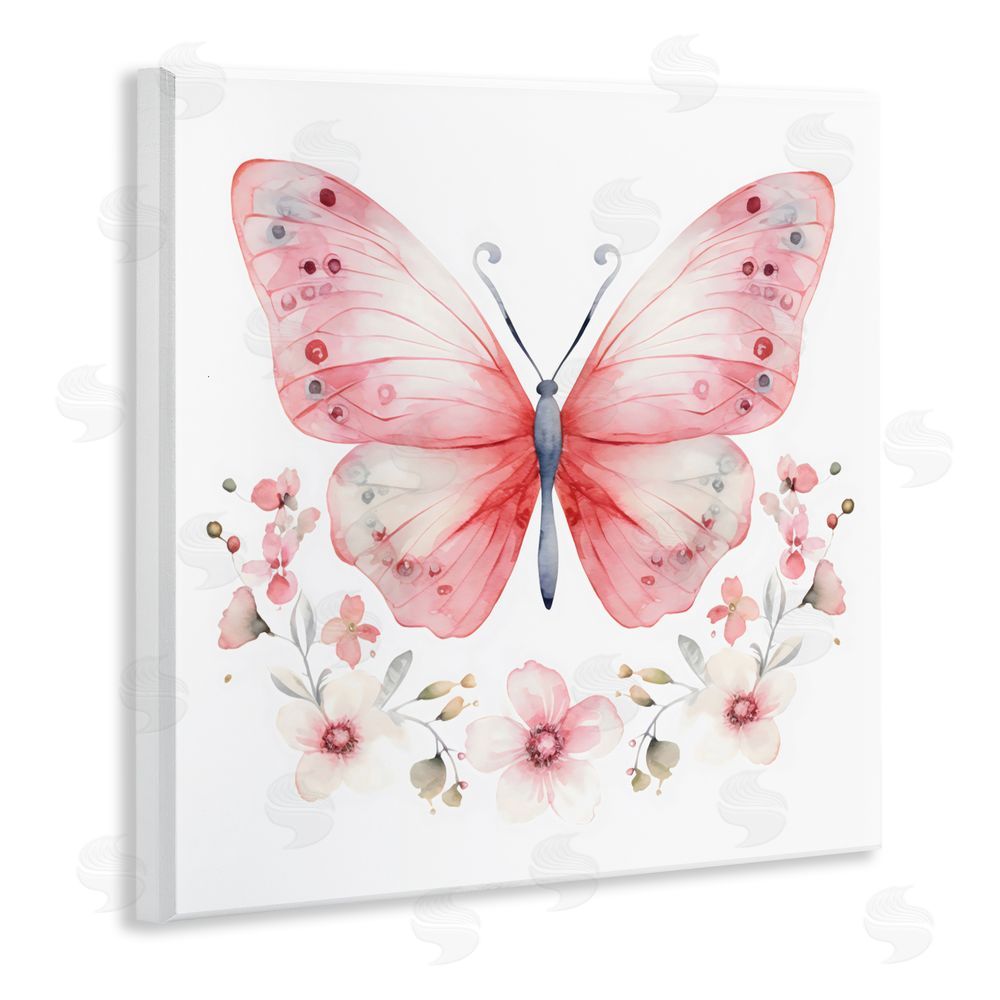 Creative Studio Pink Symmetrical Butterfly Florals Wall Plaque Art Print