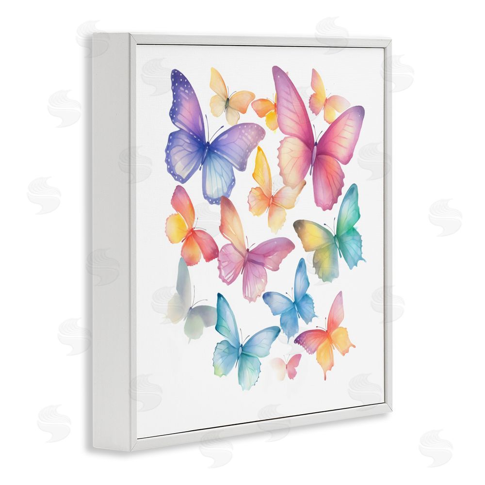 Creative Studio Rainbow Butterflies Rabble White Framed Giclee Wall Art Print