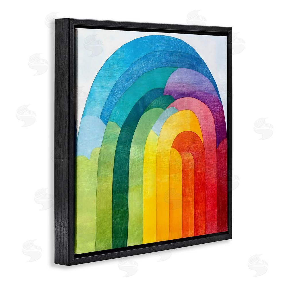 Creative Studio Vibrant Rainbow Arch Abstraction Black Floating Frame Canvas Wall Art Print