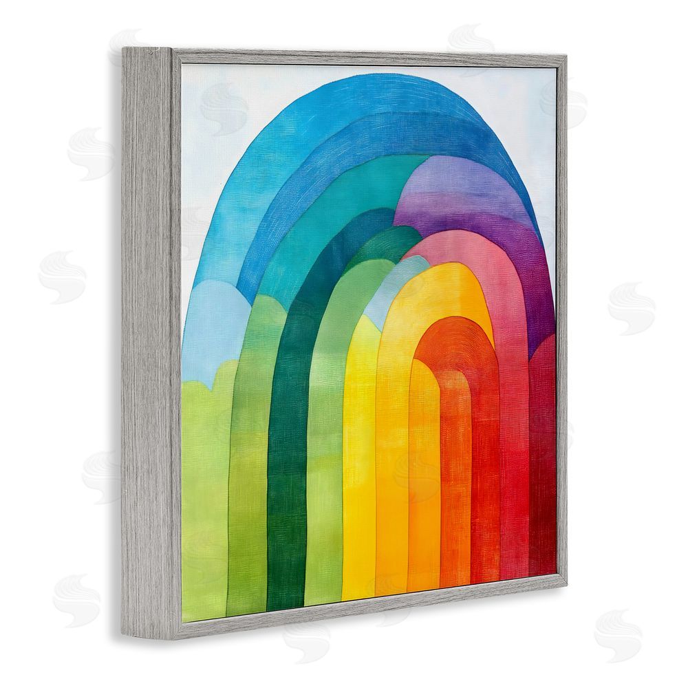 Creative Studio Vibrant Rainbow Arch Abstraction Gray Framed Giclee Wall Art Print