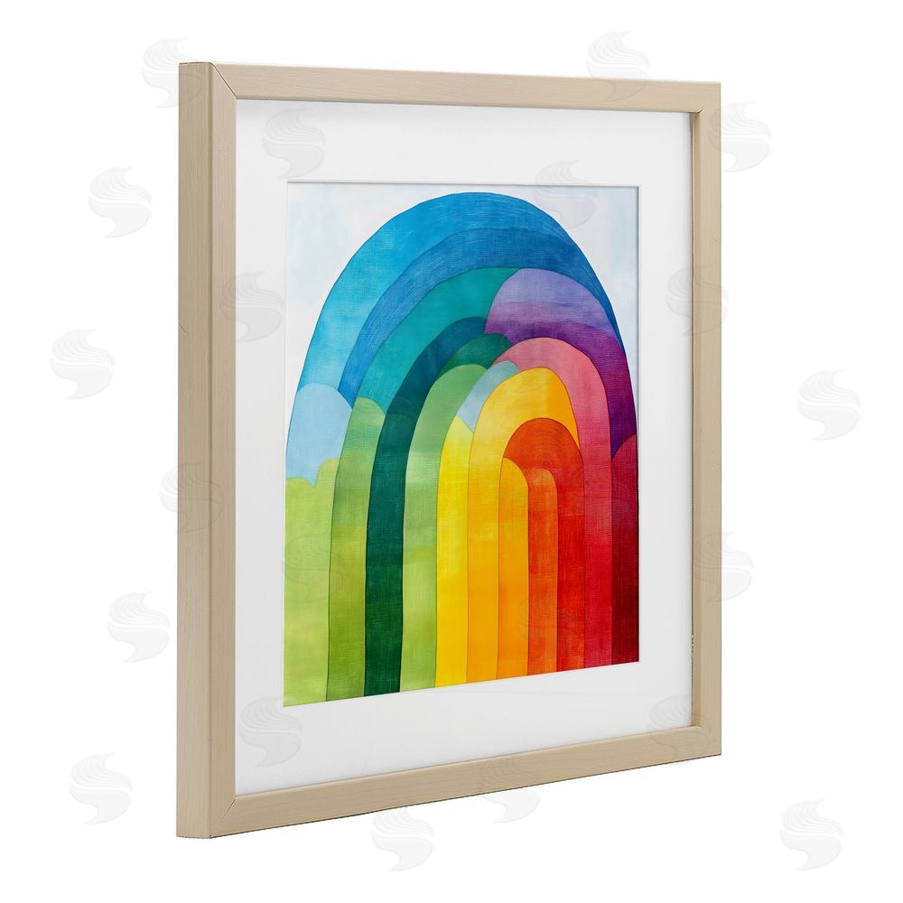 Creative Studio Vibrant Rainbow Arch Abstraction Brown Framed Print Under Glass Wall Art