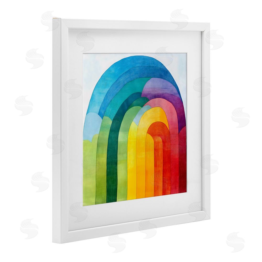 Creative Studio Vibrant Rainbow Arch Abstraction White Framed Print Under Glass Wall Art