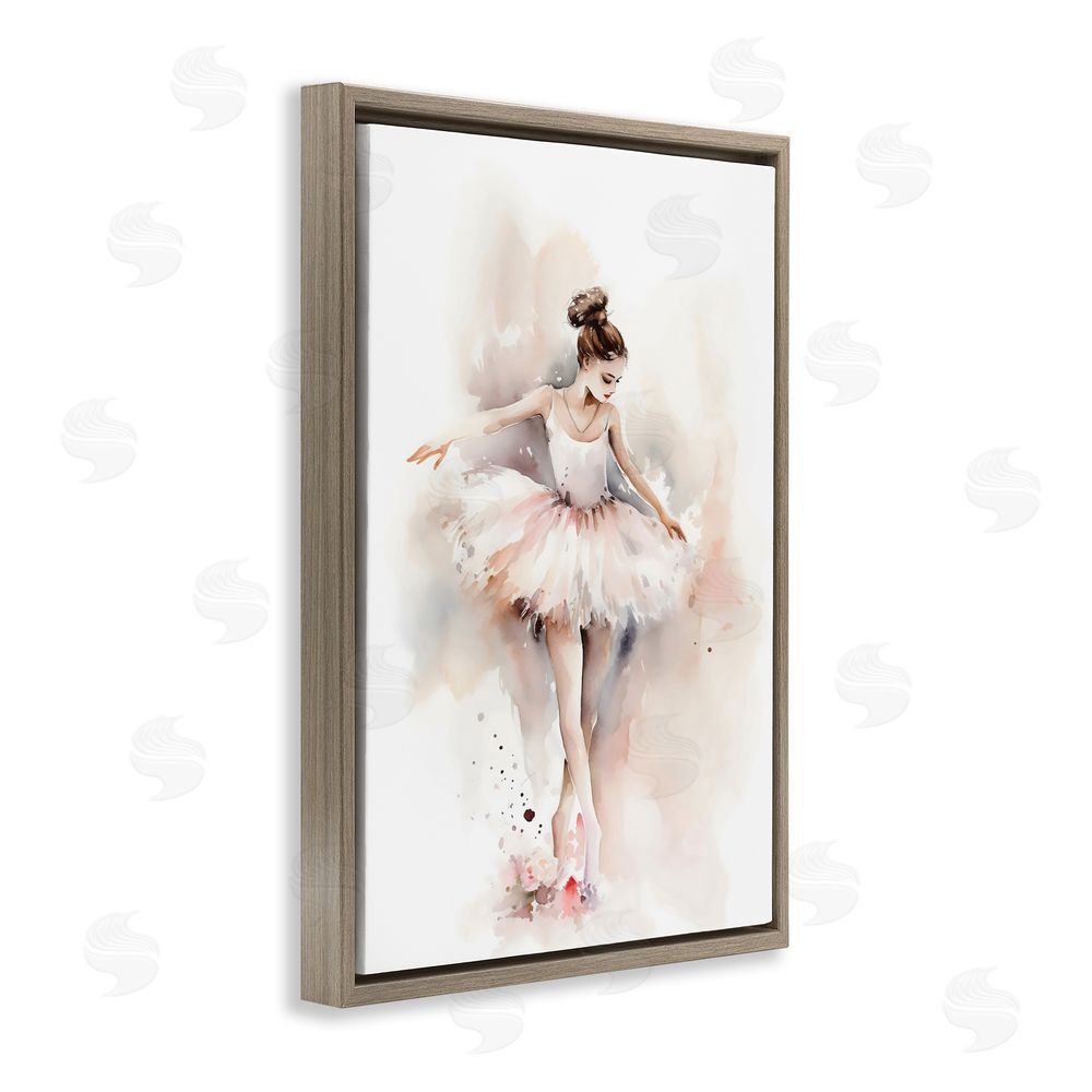 Creative Studio Watercolor Dancer Pose Brown Floating Frame Canvas Wall Art Print