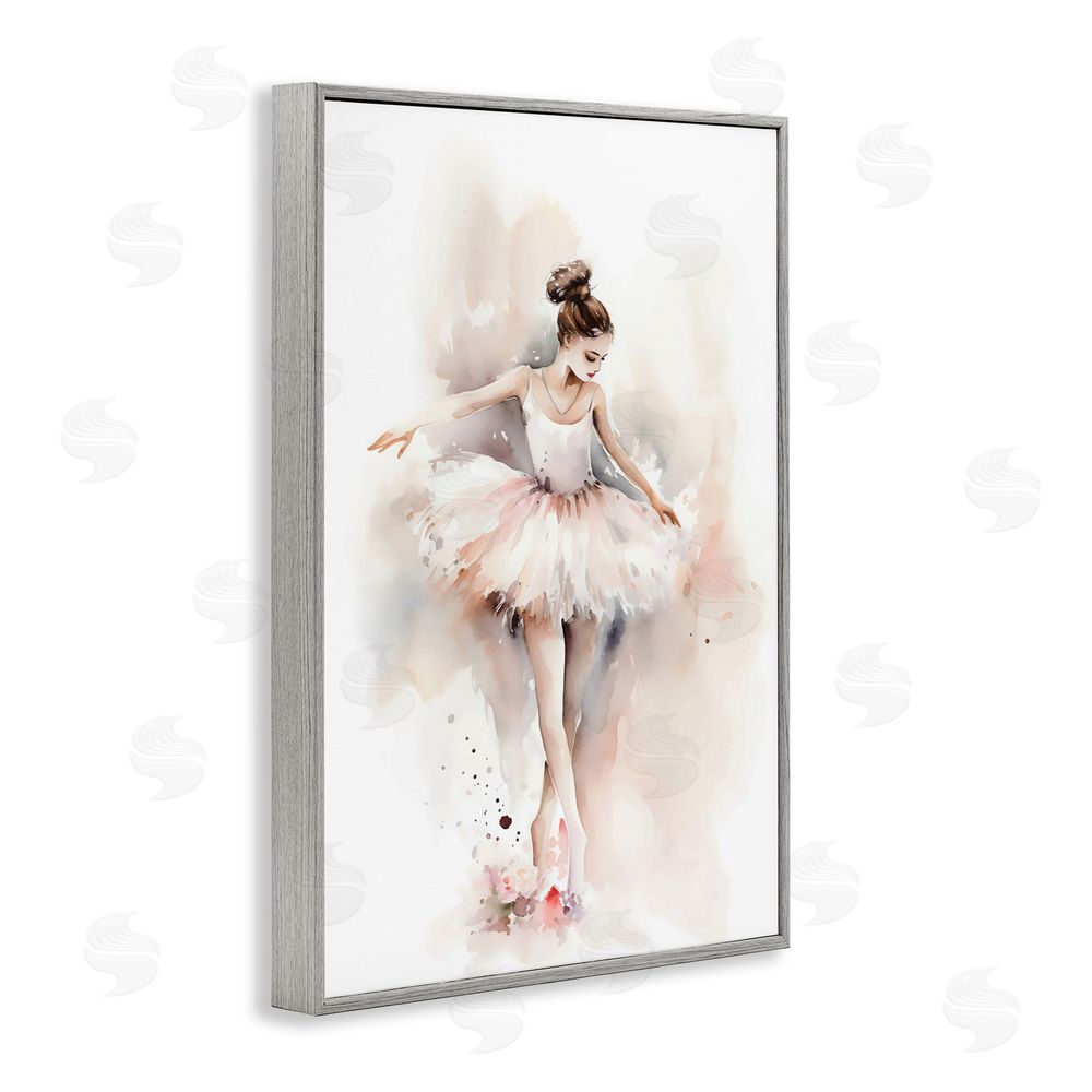 Creative Studio Watercolor Dancer Pose Gray Framed Giclee Wall Art Print