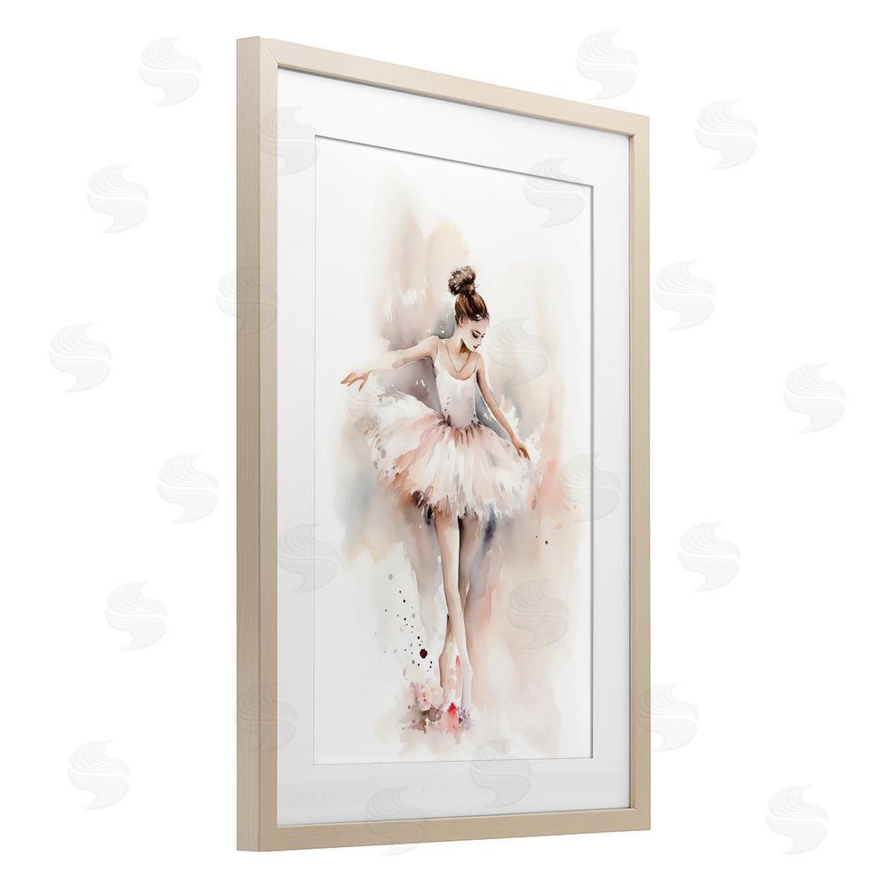 Creative Studio Watercolor Dancer Pose Brown Framed Print Under Glass Wall Art