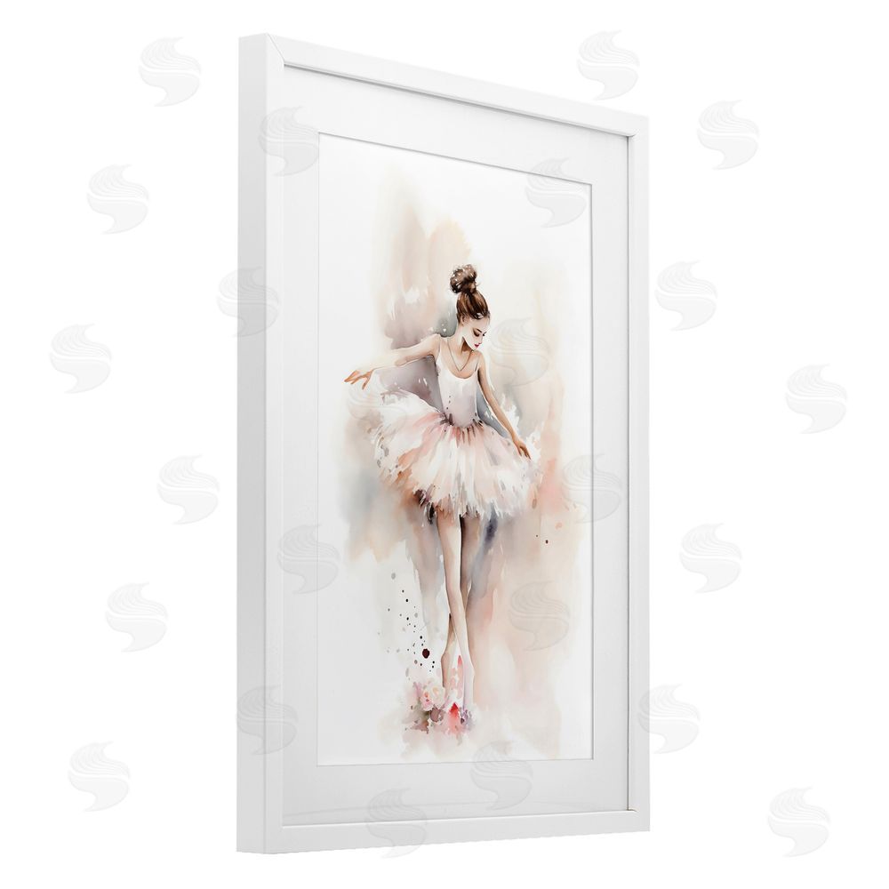 Creative Studio Watercolor Dancer Pose White Framed Print Under Glass Wall Art