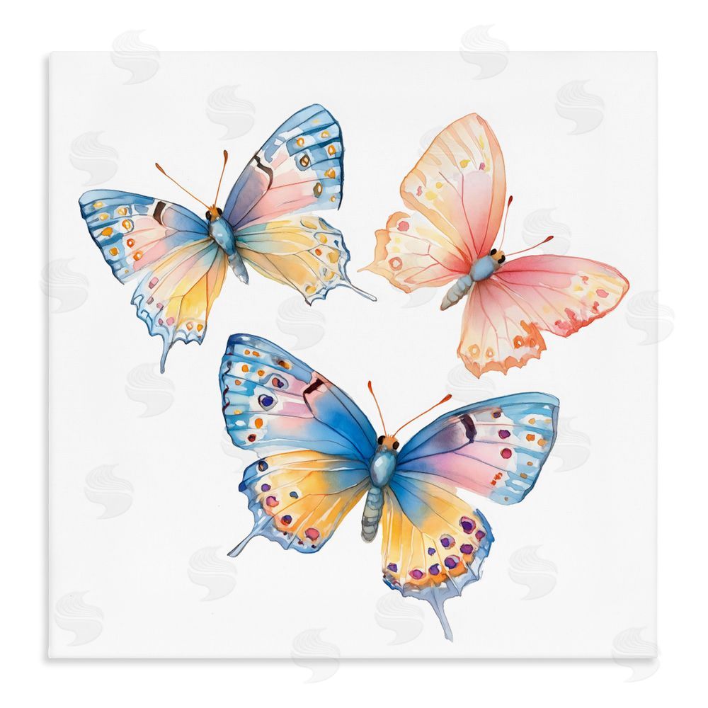 Creative Studio Whimsical Butterfly Trio Stretched Canvas Wall Art Print