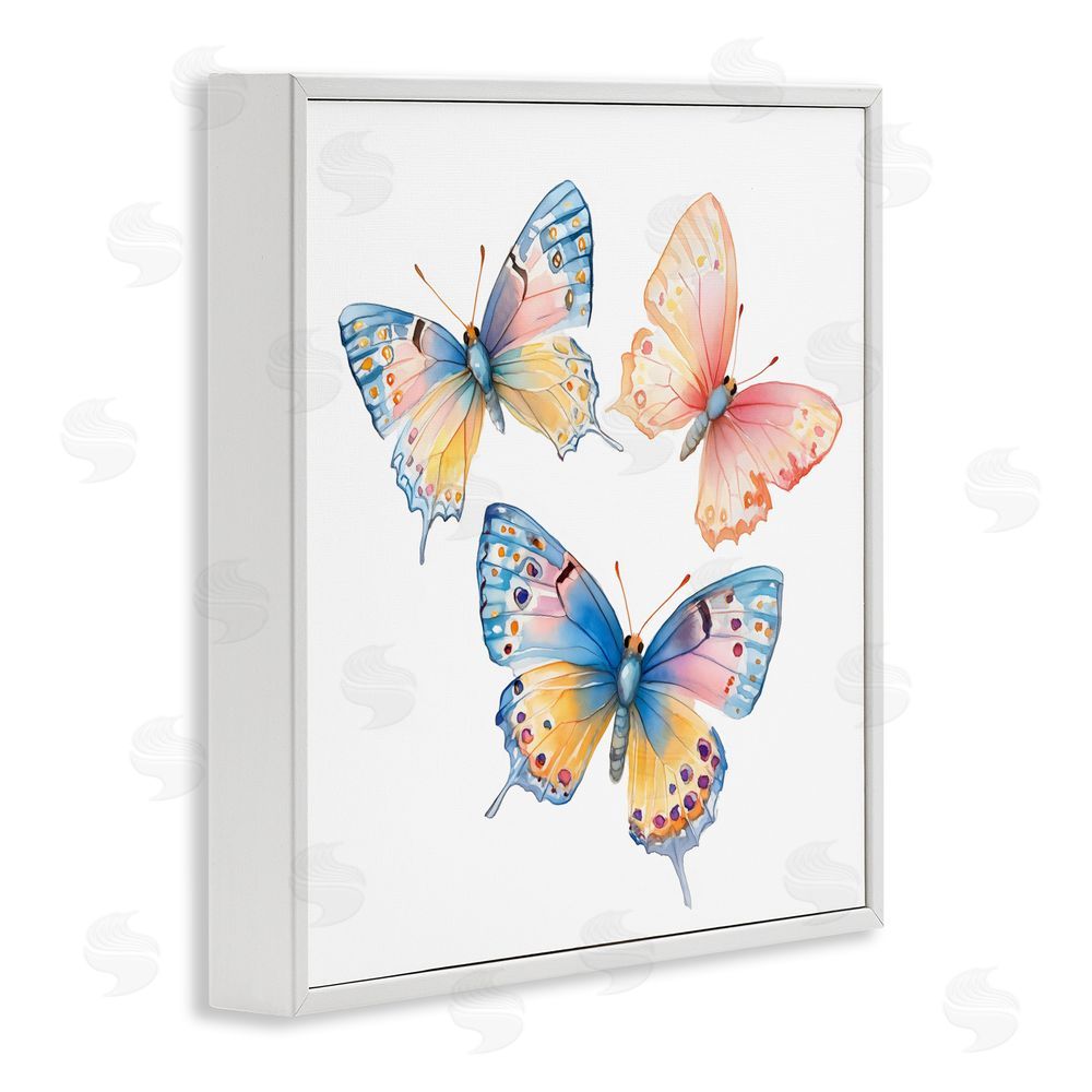 Creative Studio Whimsical Butterfly Trio White Framed Giclee Wall Art Print