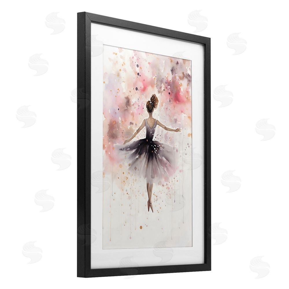 Creative Studio Watercolor Ballerina Atmosphere Black Framed Print Under Glass Wall Art