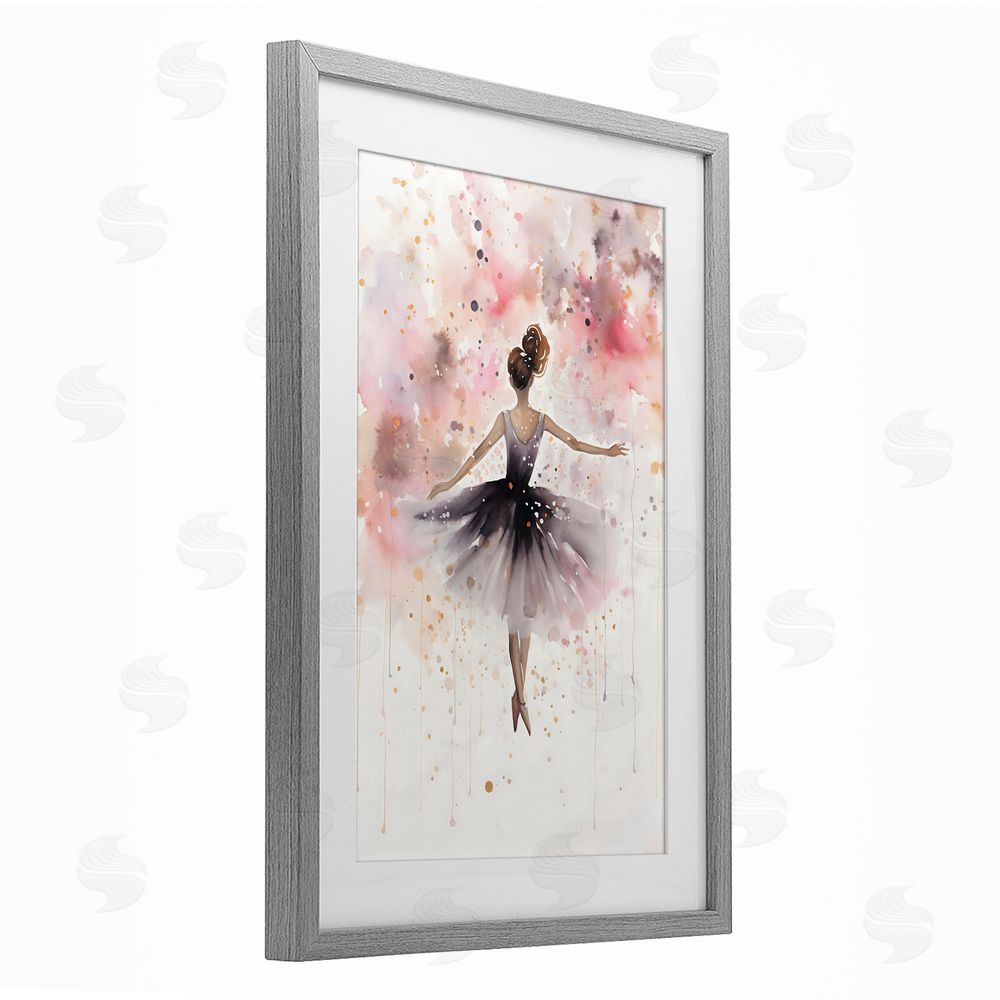 Creative Studio Watercolor Ballerina Atmosphere Gray Framed Print Under Glass Wall Art