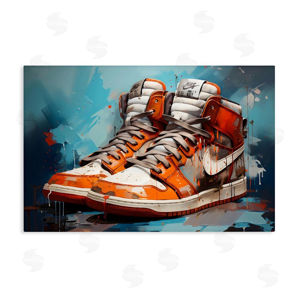 Creative Studio Red & White Sneakers Splash Stretched Canvas Wall Art Print