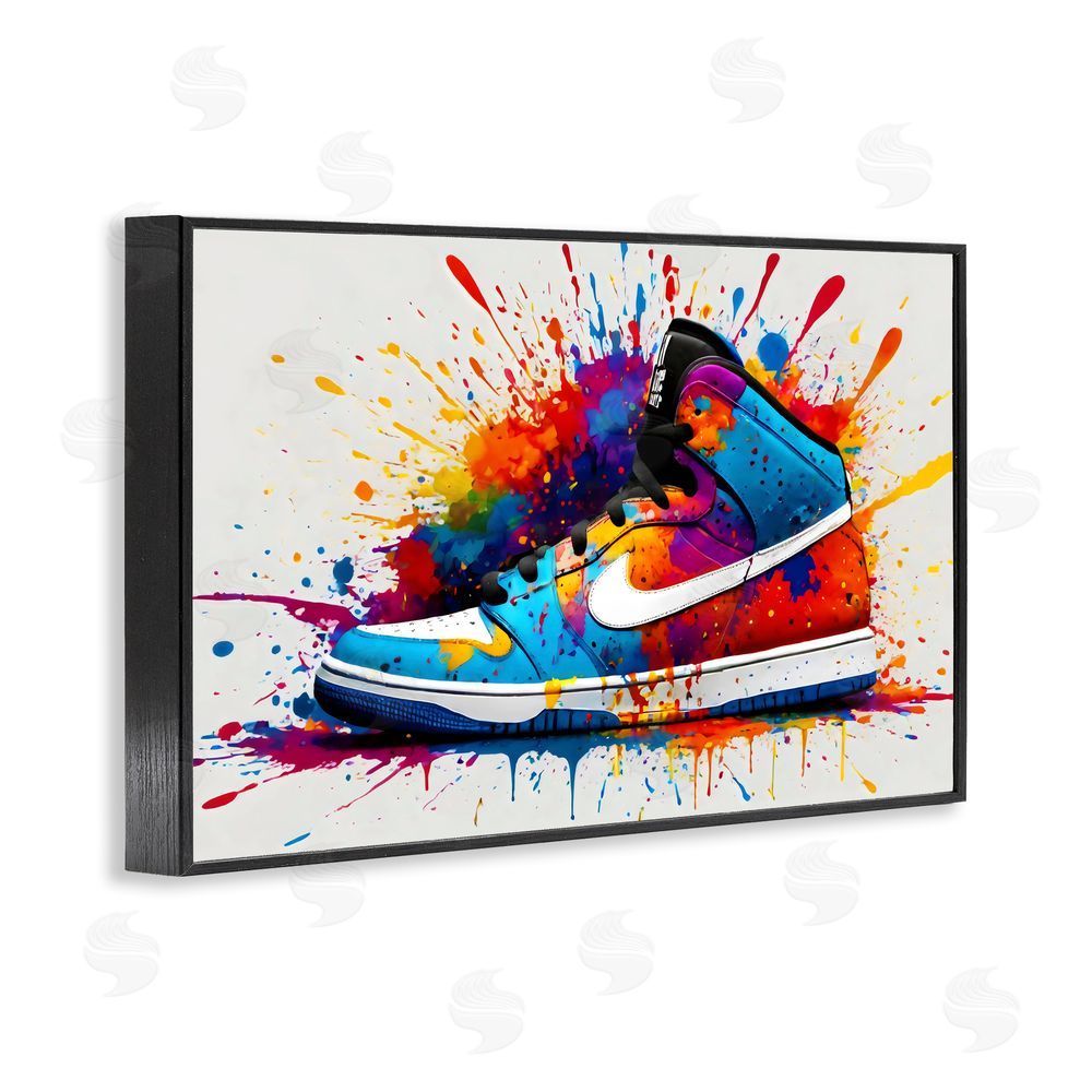 Creative Studio Centric Sneaker Splash Black Framed Giclee Wall Art Print