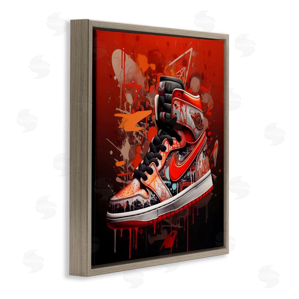 Creative Studio Shades Of Red Sneaker Brown Floating Frame Canvas Wall Art Print
