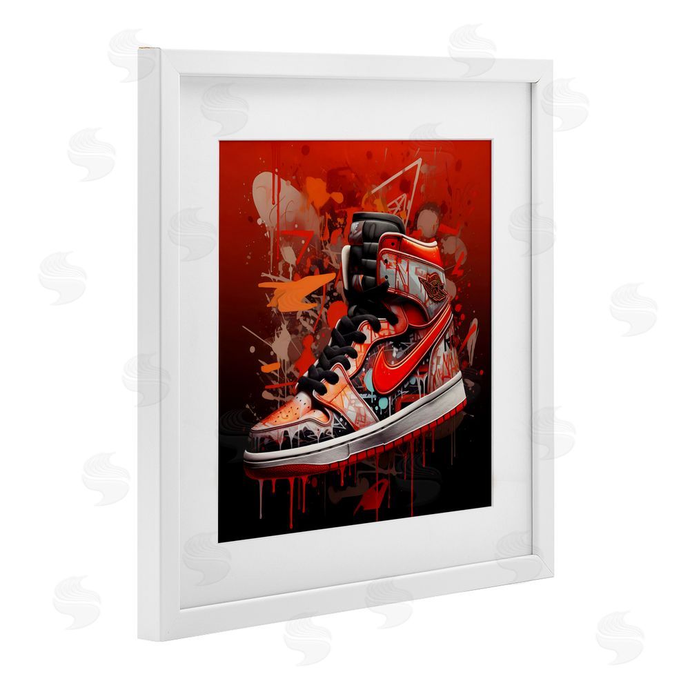Creative Studio Shades Of Red Sneaker White Framed Print Under Glass Wall Art
