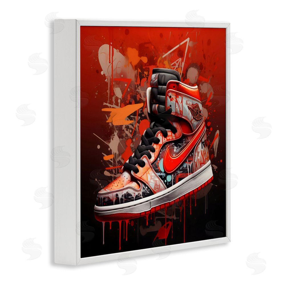 Creative Studio Shades Of Red Sneaker White Framed Giclee Wall Art Print