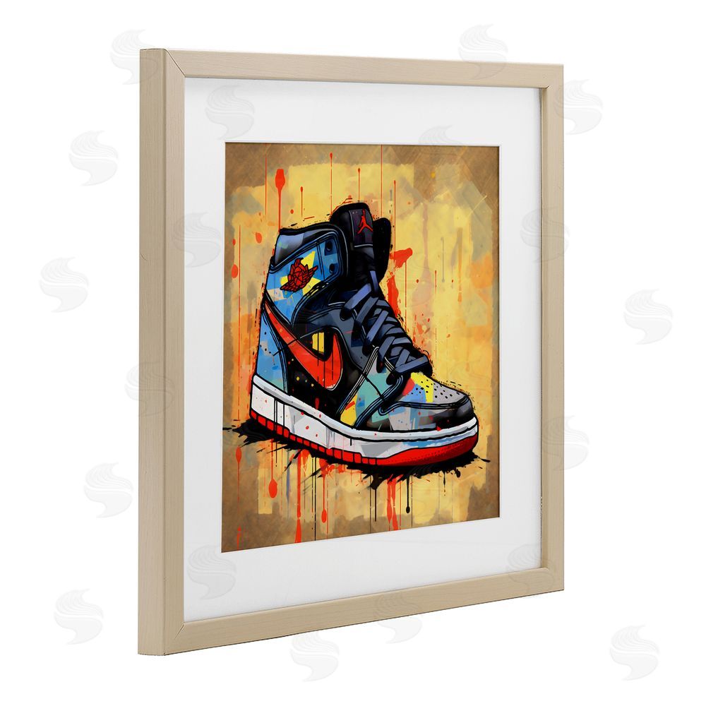 Creative Studio Sporty Sneaker Drips Brown Framed Print Under Glass Wall Art