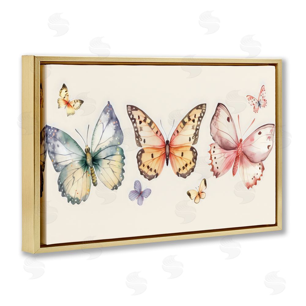Creative Studio Graceful Butterfly Trio Gold Floating Frame Canvas Wall Art