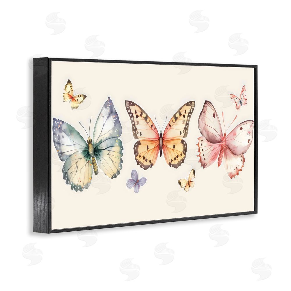 Creative Studio Graceful Butterfly Trio Blacked Framed Giclee Wall Art Print