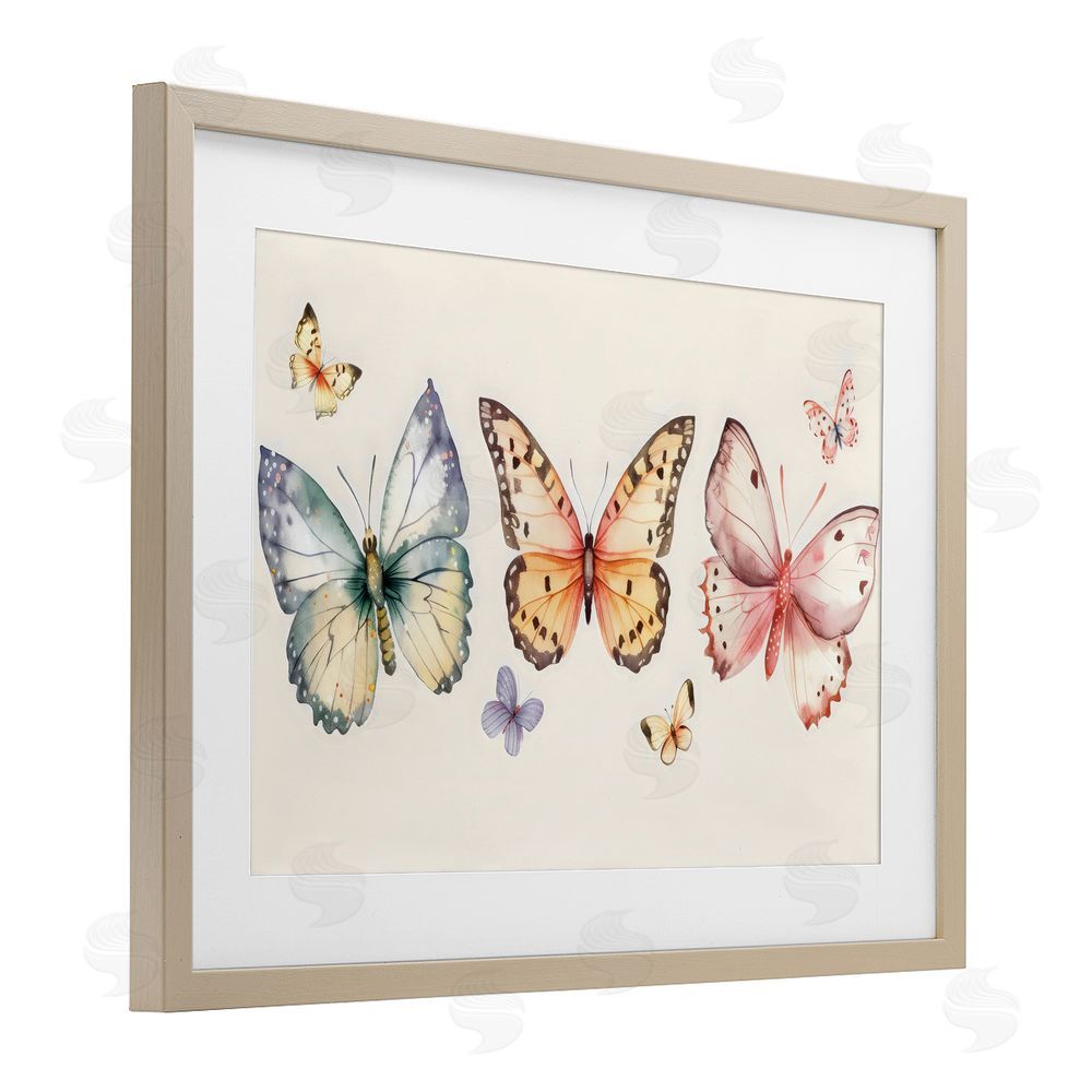 Creative Studio Graceful Butterfly Trio Brown Framed Print Under Glass with Mat Wall Art