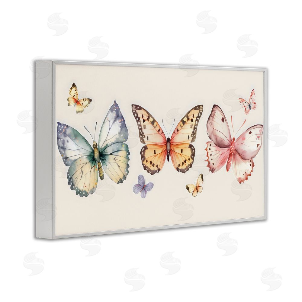 Creative Studio Graceful Butterfly Trio White Framed Giclee Wall Art Print