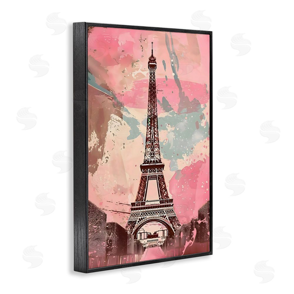 Creative Studio Parisian Tower Pink & Blue Black Framed Giclee Wall Art Print