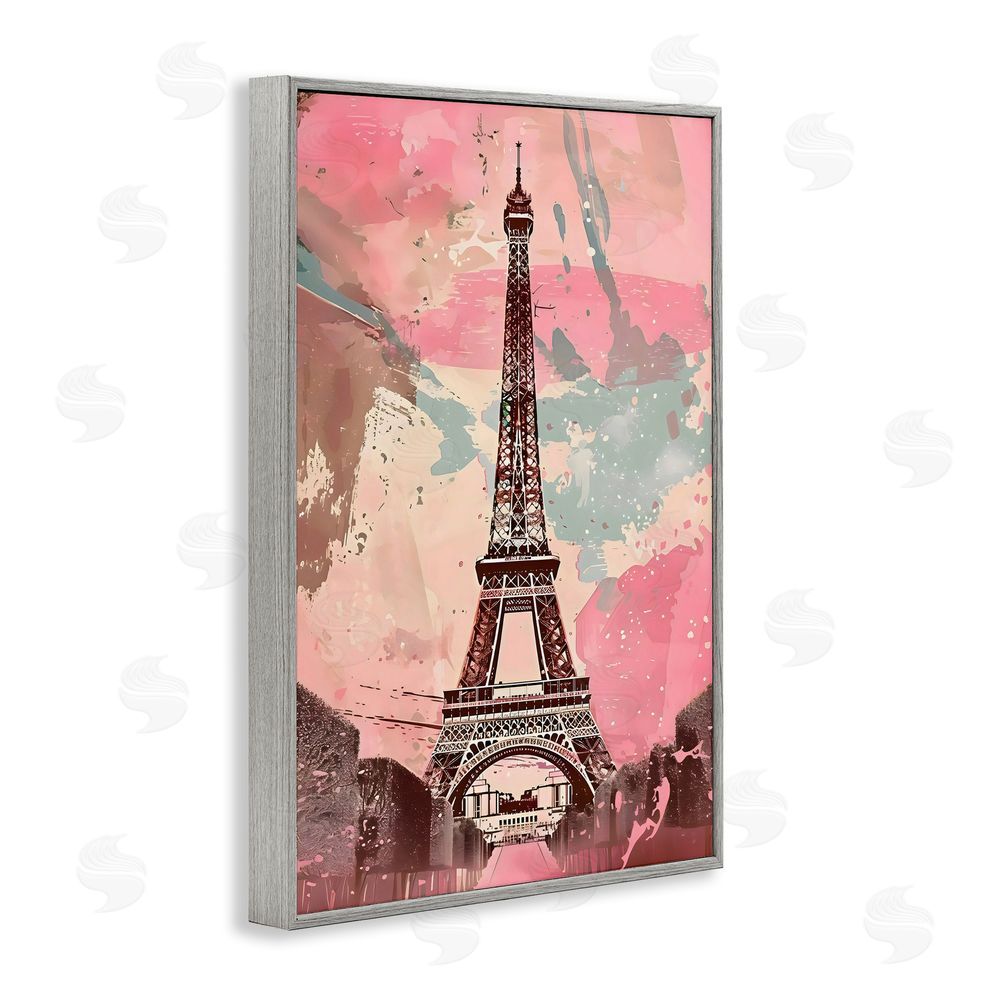 Creative Studio Parisian Tower Pink & Blue Gray Framed Giclee Wall Art Print