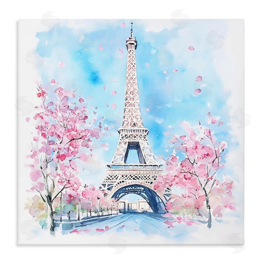 Creative Studio Eiffel Tower Cherry Blossoms Stretched Canvas Wall Art