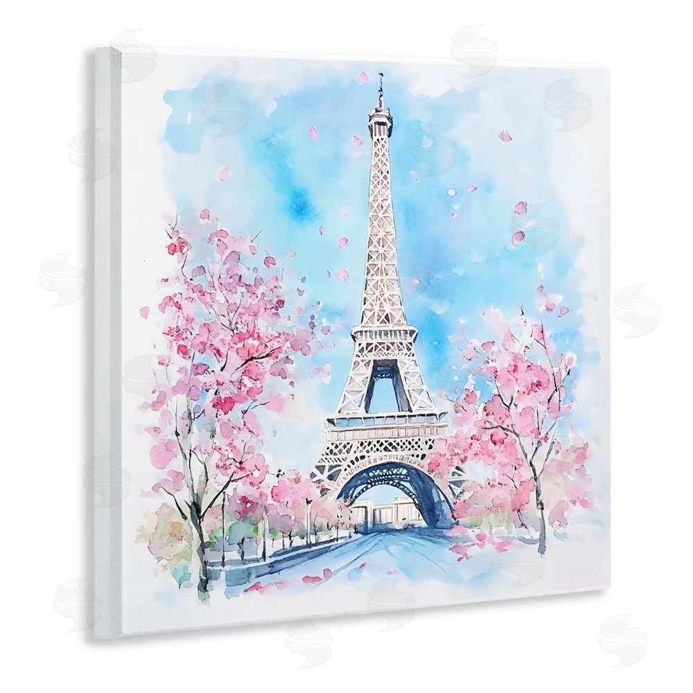 Creative Studio Eiffel Tower Cherry Blossoms Wooden Wall Plaque Art Print