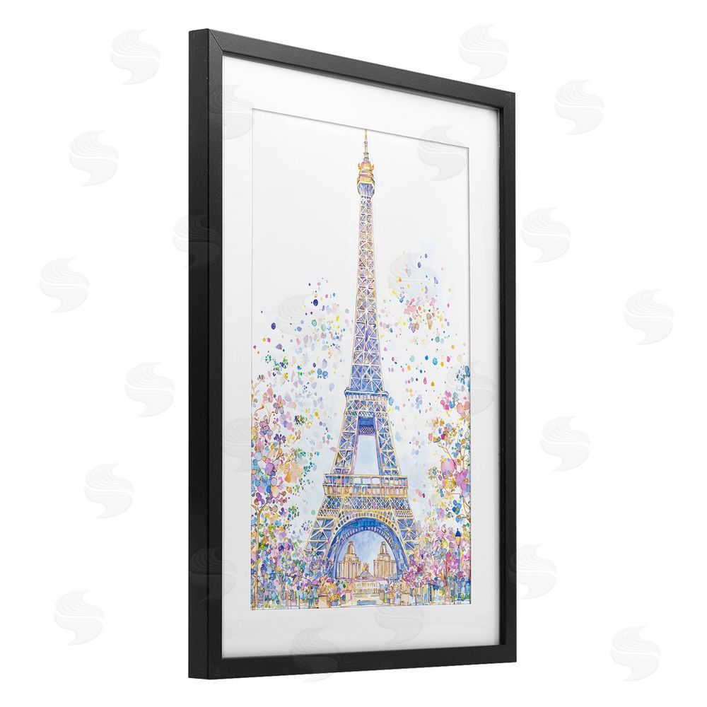 Creative Studio Colorful Eiffel Tower Black Framed Print Under Glass Wall Art