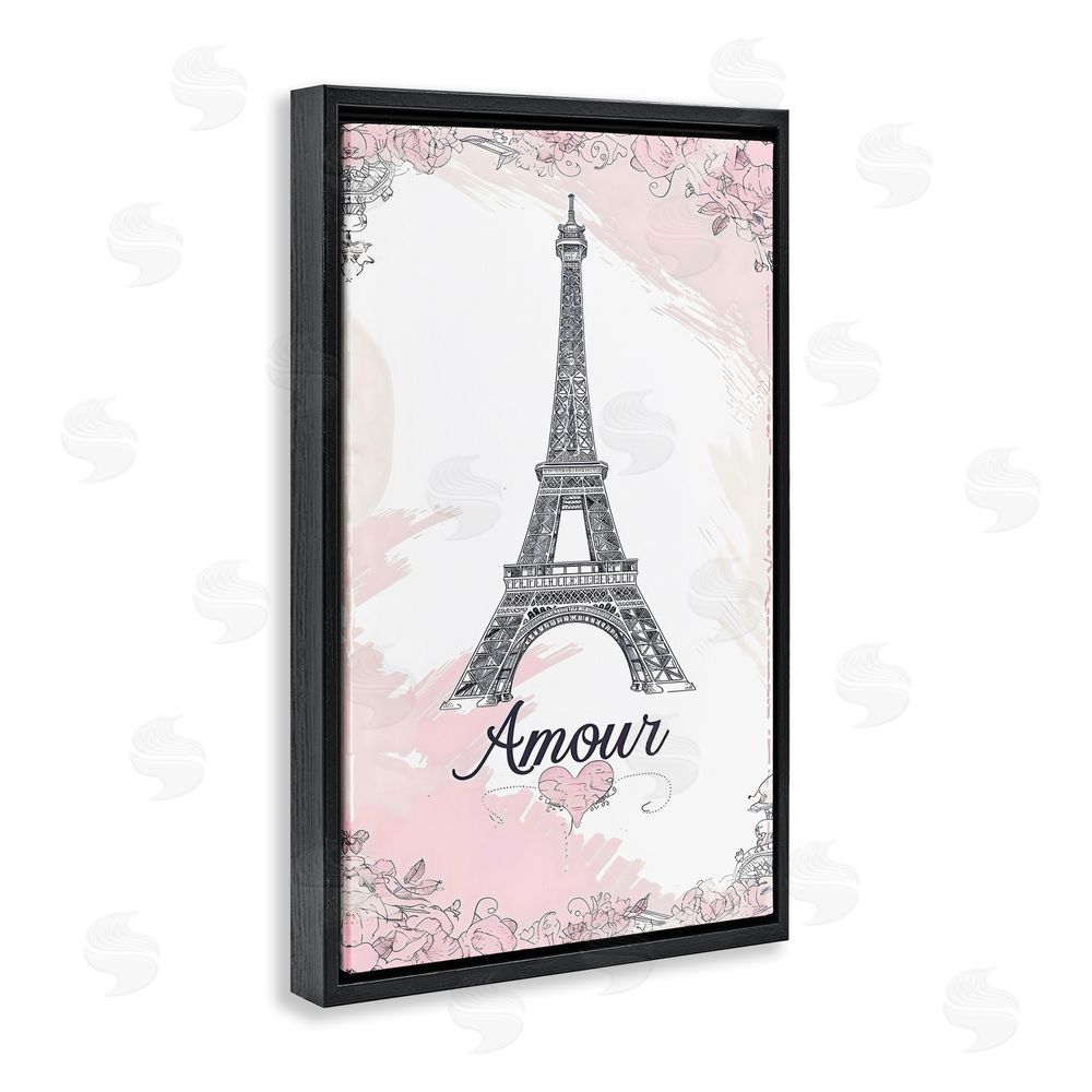 Creative Studio Amour Vintage Eiffel Tower Black Floating Frame Canvas Wall Art Print