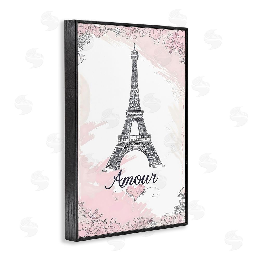 Creative Studio Amour Vintage Eiffel Tower Black Framed Giclee Wall Art Print
