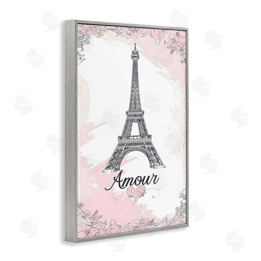 Creative Studio Amour Vintage Eiffel Tower Gray Framed Giclee Wall Art Print