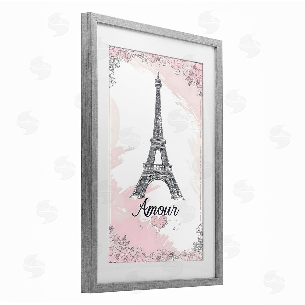 Creative Studio Amour Vintage Eiffel Tower Gray Framed Print Under Glass Wall Art