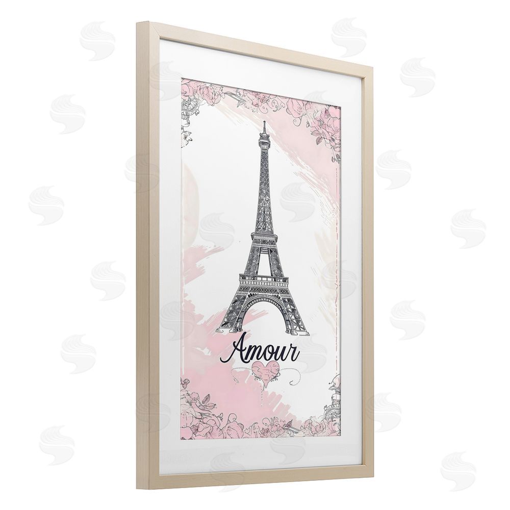 Creative Studio Amour Vintage Eiffel Tower Birch Framed Print Under Glass Wall Art