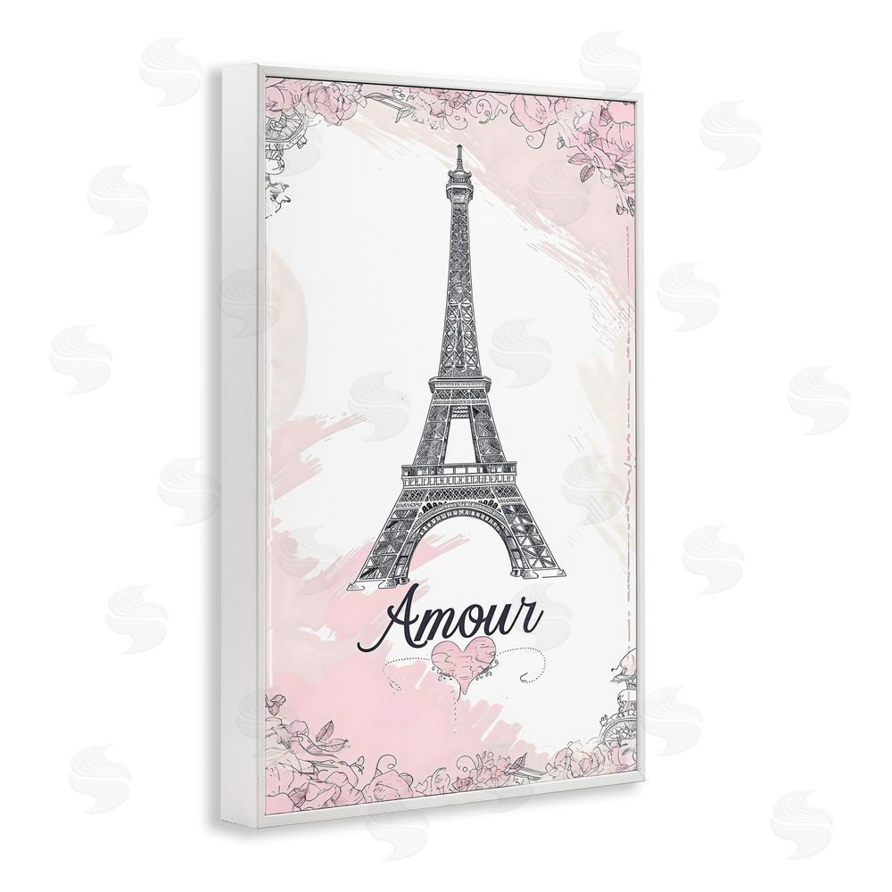 Creative Studio Amour Vintage Eiffel Tower White Framed Giclee Wall Art Print