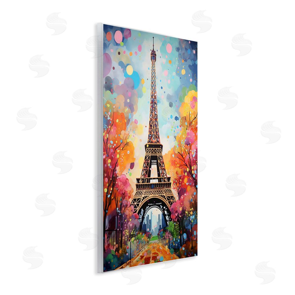 Creative Studio Eiffel Tower with Colorful Trees Wooden Wall Plaque Art Print